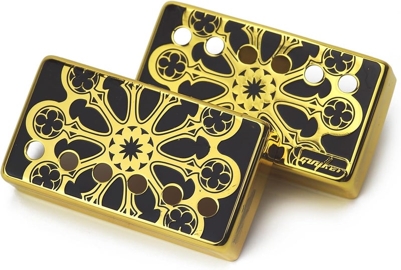 guyker Humbucker Pickup Cover (1Pcs 50mm and 1Pcs 52mm Pole Spacing) – Cupronickel Bridge and Neck Pickups Frame Set Replacement Parts for Les Paul LP Style Electric Guitar (PC012, Gold) - Image 2